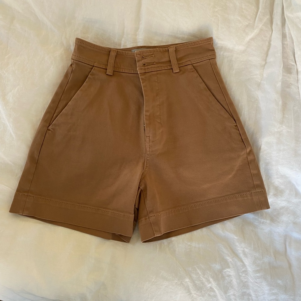 Everlane The Way-High Twill Short, Ash Brown, size 00